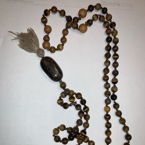 Cat eye stone long necklace